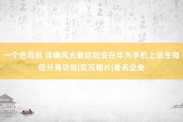 一个色导航 详确风光教你如安在华为手机上诞生微信分身功能|实况相片|著名企业