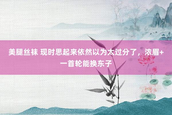 美腿丝袜 现时思起来依然以为太过分了，浓眉+一首轮能换东子
