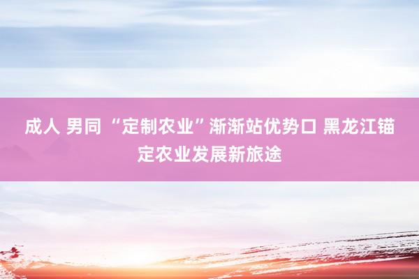 成人 男同 “定制农业”渐渐站优势口 黑龙江锚定农业发展新旅途