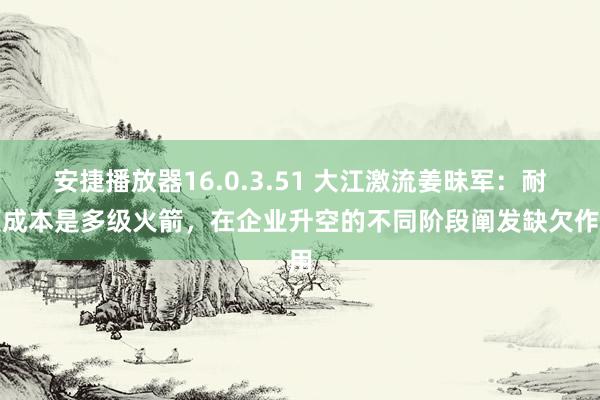 安捷播放器16.0.3.51 大江激流姜昧军：耐烦成本是多级火箭，在企业升空的不同阶段阐发缺欠作用